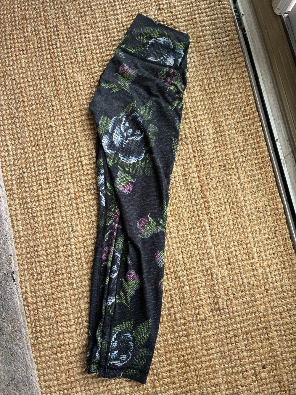 lululemon athletica Black Floral Print Leggings